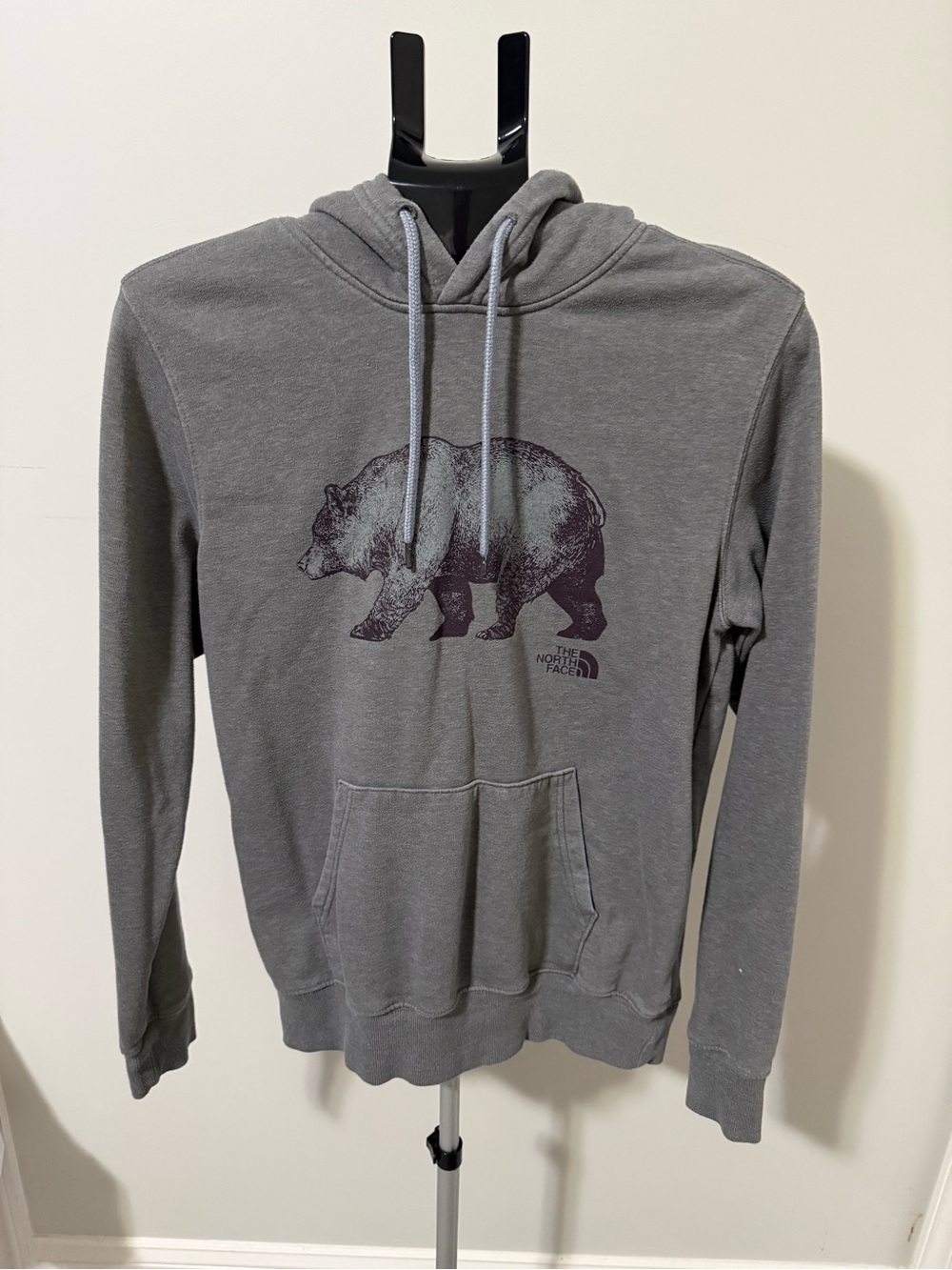 The North Face Bear Graphic Hoodie Men’s Small Gray Pullover Sweatshirt